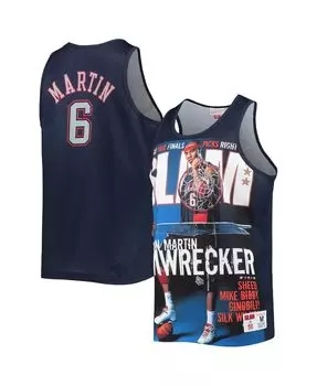 Мужская майка kenyon martin navy new jersey nets slam player Mitchell & Ness, синий