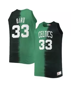 Мужская майка Larry Bird Black and Kelly Green Boston Celtics Profile Tie-Dye Player Mitchell & Ness, мультиколор