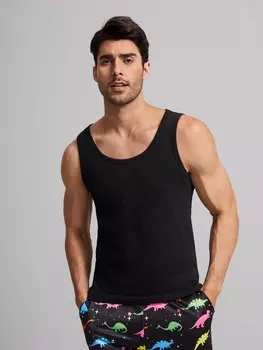 Мужская майка, летняя, однотонная, один размер, можно носить дома Shein, черный