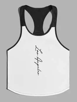 Мужская майка Manfinity Homme с графическим рисунком и надписью Racerback, черный и белый
