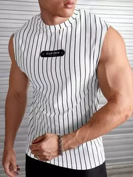 Мужская майка Manfinity Homme в полоску и с графическим принтом букв, белый цвет