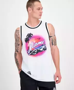 Мужская майка Miami Drapes Slim Fit с текстурным принтом Hugo Boss, белый