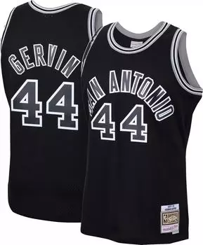 Мужская майка Mitchell & Ness 1977 года San Antonio Spurs George Gervin № 44, черная, из твердой древесины Classics Swingman