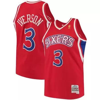 Мужская майка Mitchell & Ness Allen Iverson Red Philadelphia 76ers 1996-97 Hardwood Classics Swingman