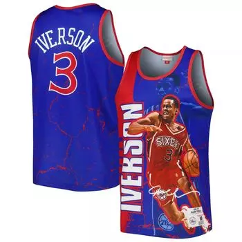 Мужская майка Mitchell & Ness Allen Iverson Royal Philadelphia 76ers 1996-97 Hardwood Classics Player Burst