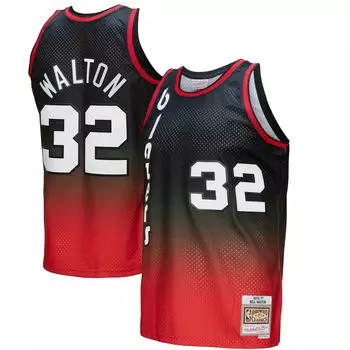 Мужская майка Mitchell & Ness Bill Walton Red/Black Portland Trail Blazers 1976/77 Hardwood Classics Fadeaway Swingman Player
