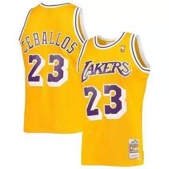 Мужская майка Mitchell & Ness Cedric Ceballos Gold Los Angeles Lakers 1994-95 Hardwood Classics Swingman Джерси