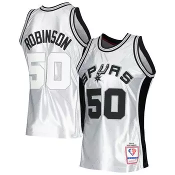 Мужская майка Mitchell & Ness David Robinson Platinum San Antonio Spurs 1998-99 Hardwood Classics, посвященная 75-летию Swingman