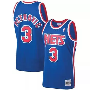 Мужская майка Mitchell & Ness Drazen Petrovic Royal New Jersey Nets 1992-93 Hardwood Classics Swingman Джерси