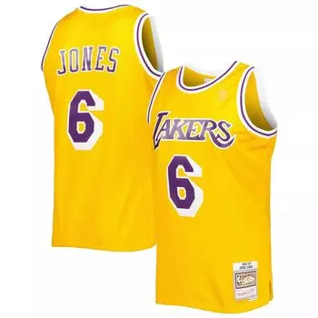 Мужская майка Mitchell & Ness Eddie Jones Gold Los Angeles Lakers 1996-97 Hardwood Classics Swingman