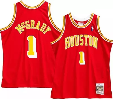 Мужская майка Mitchell & Ness Houston Rockets Tracy McGrady # 1 2004 года красного цвета из твердой древесины Classics Swingman
