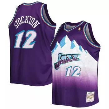 Мужская майка Mitchell & Ness John Stockton Purple Utah Jazz Big & Tall Hardwood Classics 1996-97 Swingman