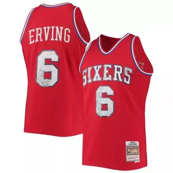 Мужская майка Mitchell & Ness Julius Erving Red Philadelphia 76ers 1996-97 Hardwood Classics NBA Diamond Swingman, посвященная 75-летию НБА