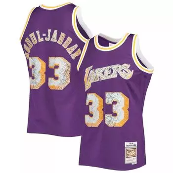 Мужская майка Mitchell & Ness Kareem Abdul-Jabbar Purple Los Angeles Lakers 1983-84 Hardwood Classics в честь 75-летия Diamond Swingman