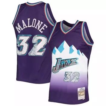 Мужская майка Mitchell & Ness Karl Malone Purple Utah Jazz 1996-97 Hardwood Classics, посвященная 75-летию Diamond Swingman