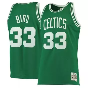 Мужская майка Mitchell & Ness Larry Bird Kelly Green Boston Celtics 1985-86 Hardwood Classics Swingman