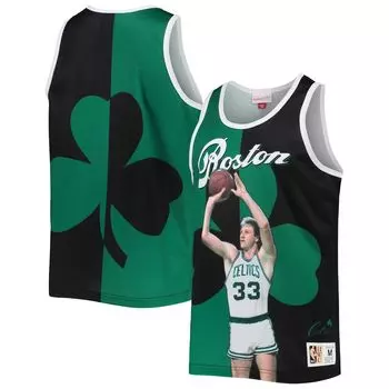 Мужская майка Mitchell & Ness Larry Bird Kelly зеленая/черная Boston Celtics сублимированная майка игрока