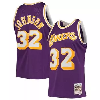 Мужская майка Mitchell & Ness Magic Johnson Purple Los Angeles Lakers 1984-85 Hardwood Classics Swingman Player
