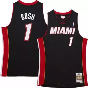 Мужская майка Mitchell & Ness Miami Heat 2012 Криса Боша №1 Swingman
