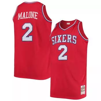 Мужская майка Mitchell & Ness Moose Malone Red Philadelphia 76ers Big & Tall Hardwood Classics