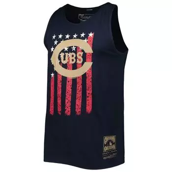Мужская майка Mitchell & Ness Navy Chicago Cubs Cooperstown Collection Stars and Stripes