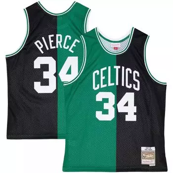 Мужская майка Mitchell & Ness Paul Pierce Black/Kelly Green Boston Celtics Hardwood Classics 2007-08 Split Swingman