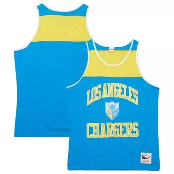 Мужская майка Mitchell & Ness Powder Blue/Gold Los Angeles Chargers Gridiron Classics Heritage с цветными блоками