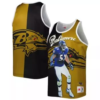 Мужская майка Mitchell & Ness Ray Lewis черного/золотого цвета с рисунком Baltimore Ravens Retired Player