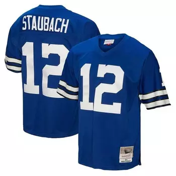 Мужская майка Mitchell & Ness Roger Staubach темно-синего цвета Dallas Cowboys Big & Tall 1971 Legacy Retired Player, цвет Cow Navy