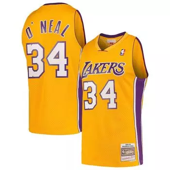 Мужская майка Mitchell & Ness Shaquille O'Neal Gold Los Angeles Lakers Hardwood Classics 1999-00 Swingman