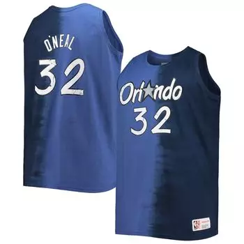 Мужская майка Mitchell & Ness Shaquille O'Neal синего/темно-синего цвета Orlando Magic Big & Tall Profile Tie-Dye Player
