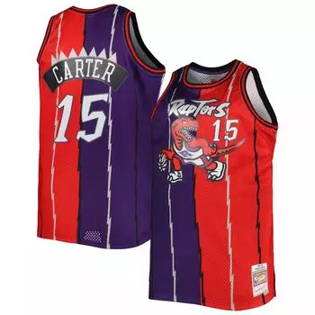 Мужская майка Mitchell & Ness Vince Carter фиолетово-красная Toronto Raptors Big & Tall Hardwood Classics 1998-99 Split Swingman Джерси