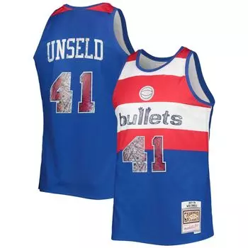 Мужская майка Mitchell & Ness Wes Unseld Blue Washington Bullets 1977-78 Hardwood Classics NBA Diamond Swingman, посвященная 75-летию НБА