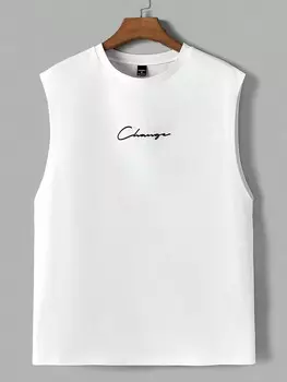 Мужская майка Moda Gents с буквенным принтом, круглый вырез, без рукавов, графический узор, полностью белая, Urban Casual Manfinity, белый