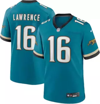 Мужская майка Nike Jacksonville Jaguars Trevor Lawrence #16 Blustery 2nd Alternate Throwback Game