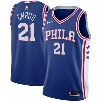 Мужская майка Nike Joel Embiid Royal Philadelphia 76ers Swingman — Icon Edition, синий