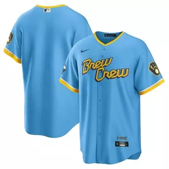 Мужская майка Nike Powder Blue Milwaukee Brewers 2022 City Connect Replica Team, цвет Brw Light
