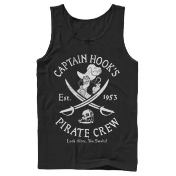 Мужская майка Pirate Crew Captain Hook's Disney's Peter Pan Licensed Character, черный
