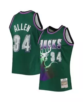 Мужская майка Рэй Аллен Грин Милуоки Бакс 1996-97 годов Hardwood Classics 75th Anniversary Diamond Swingman Mitchell & Ness