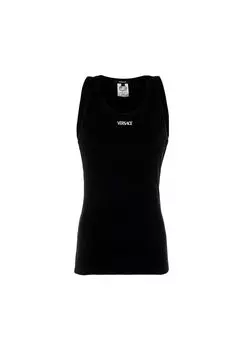 Мужская майка - RIBBED, майка из хлопка в рубчик Rex, нижняя рубашка, круглый вырез, эластичный хлопок VERSACE, черный