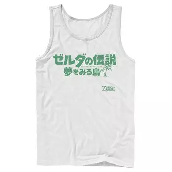 Мужская майка с белым текстовым логотипом Nintendo Legend Of Zelda Links Awakening Kanji Licensed Character