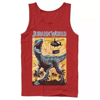 Мужская майка с цветным поп-ретро-плакатом «Мир Юрского периода» T-Rex Licensed Character