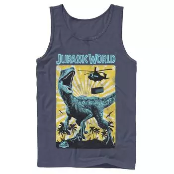 Мужская майка с цветным поп-ретро-плакатом «Мир Юрского периода» T-Rex Licensed Character