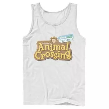 Мужская майка с деревянным знаком Animal Crossing: New Horizons Welcome и логотипом Licensed Character