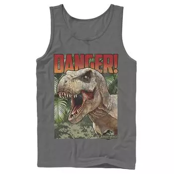 Мужская майка с графическим рисунком в стиле ретро «Мир Юрского периода Danger T-Rex» Licensed Character