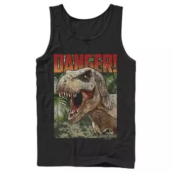 Мужская майка с графическим рисунком в стиле ретро «Мир Юрского периода Danger T-Rex» Licensed Character