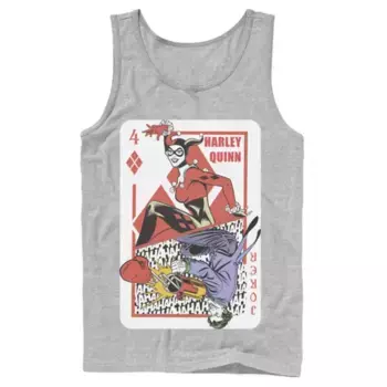 Мужская майка с игральными картами Харли Квинн и Джокера из комиксов DC Licensed Character, серый