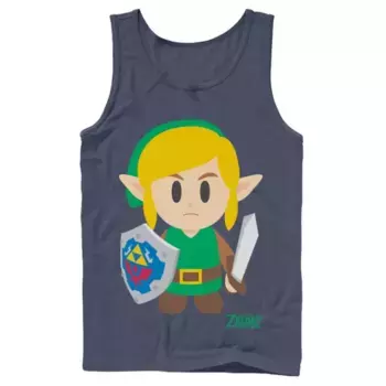 Мужская майка с изображением персонажа Nintendo Legend of Zelda Links Awakening Link, аватара с мультяшным портретом Licensed Character, синий