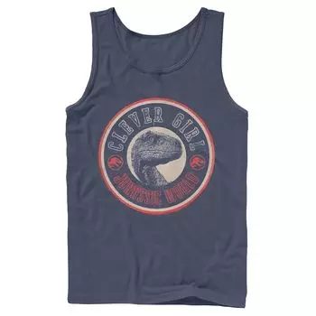 Мужская майка с круглым логотипом в стиле ретро «Мир Юрского периода» Clever Girl Jurassic World