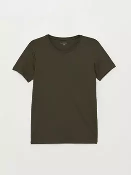 Мужская майка с круглым вырезом и короткими рукавами LCW DREAM, темный хаки